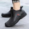 Short Rain Shoes Fashionable Men's Waterproof and Non-slip Kitchen Work Rubber Shoes Wear-resistant Soft Sole Light Mouth Rain Boots Men's Water Shoes