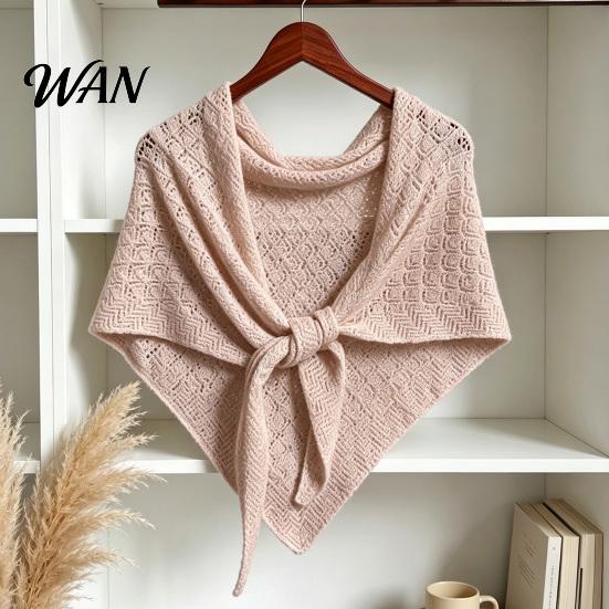 Travel Photography Shawl Women Knitted Triangle Shawl, Soft Wool Blend Pashmina Wrap, Lightweight Hollow Texture Scarf for Spring Autumn Layering And
