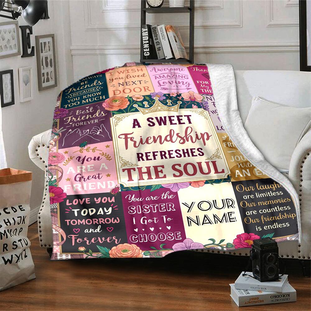 Love Friendship Blanket Blanket Warmthful Decor Great For Sofa Couch Office Bed Picnics Four Seasons Multipurpose Digital Print Birthday Christmas
