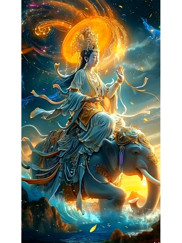 Religious Diamond Painting 5DDIY Cross Embroidered Buddha Statue Elephant Full Round Square Diamond Mosaic Home Decoration