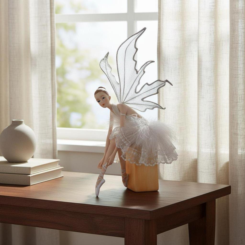 Figurina Fata Ballerina Idea Regalo Statua Angelo Danzante Design Elegante Ornamento Ragazza di Balletto per