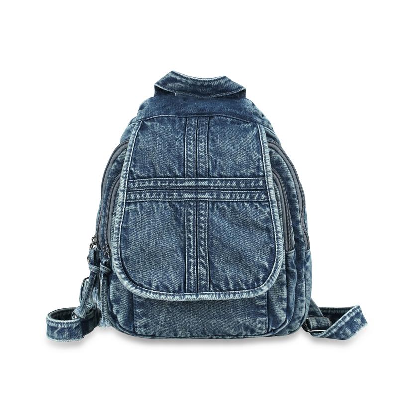 Denim Backpack for Women – Vintage Washed Jeans Style School Bag – Perfect for Casual Wear & Campus Life