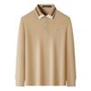MONTAGUT JG Men's Long-Sleeve Contrast Collar Polo Shirt