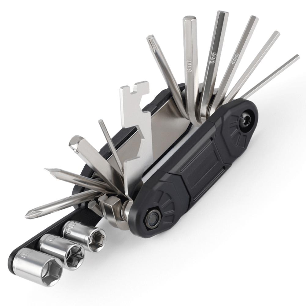 Portable 16 in 1 Bicycle Multi Tool Screwdriver Lightweight Hexagonal Screwdriver Socket Wrench Bicycle Repair Supplies чёрный