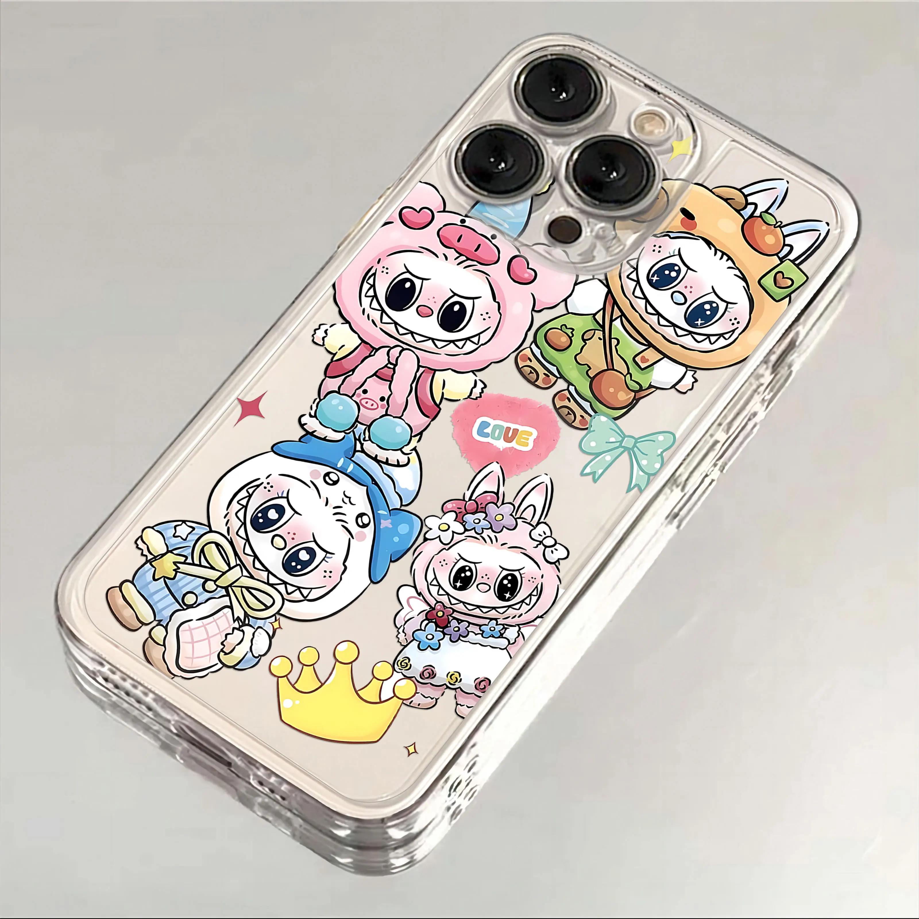 

Мультяшный Милый Labubu Чехол для Телефона для iPhone 16 15 14 13 12 11 Pro Max Mini X XS 7 8 Plus 16E Противоударный Прозрачный Чехол Fundas For iPhone 16 Pro