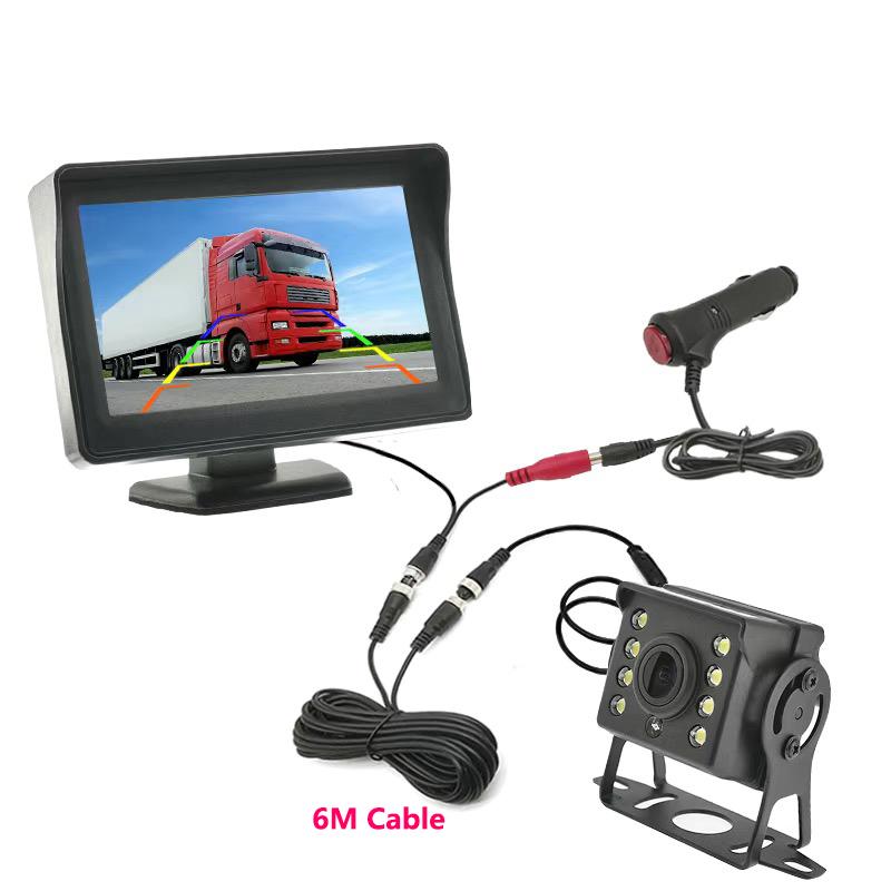 JISUIDA car rearview camera display night vision 4.3" TFT LCD HD screen parking LED parking camera is used for parking.
