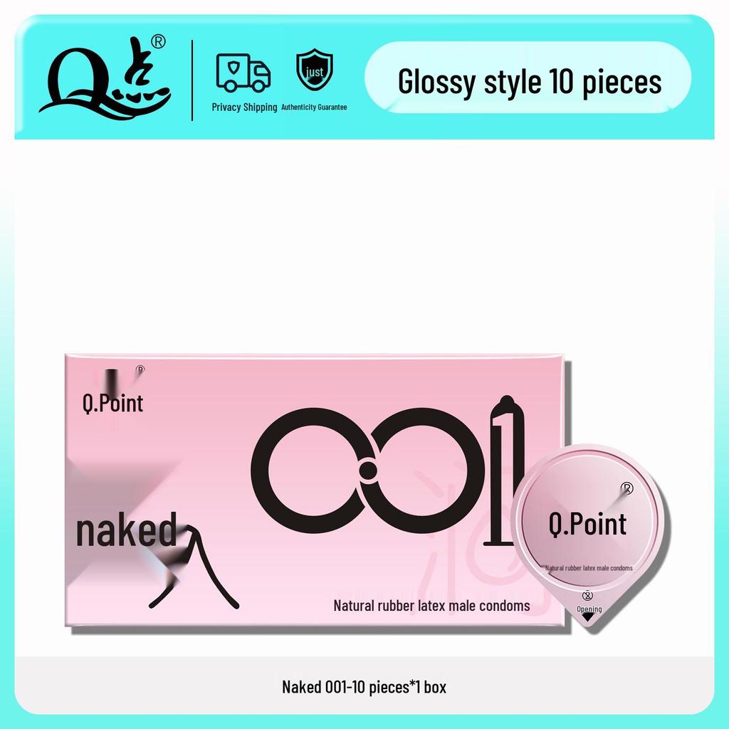 Q Point Men's Long-Lasting Delay Condoms with Hyaluronic Acid and Large Particles