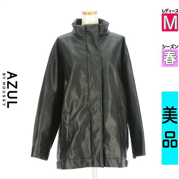 AZUL BY MOUSSY Blouson Stadium Jacket Women s Spring Black M Middle Length Eco Leather Jacket [Used] [Used Clothes] [Sale]