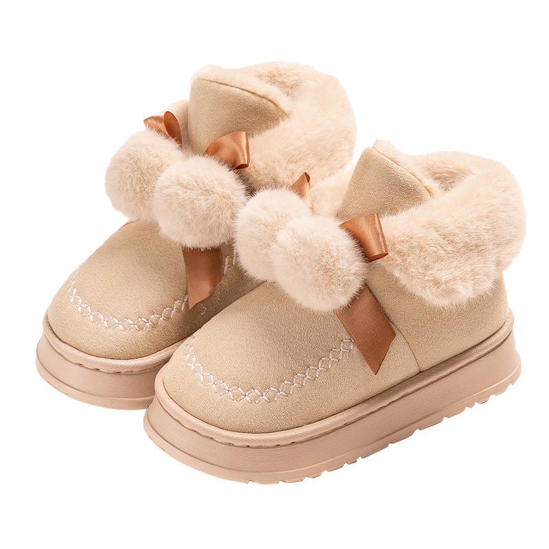 Fleece Cotton Slippers Autumn and Winter Home Indoor Cute Versatile Bag Heel Cotton Shoes Wear Soft-soled Warm Snow Boots