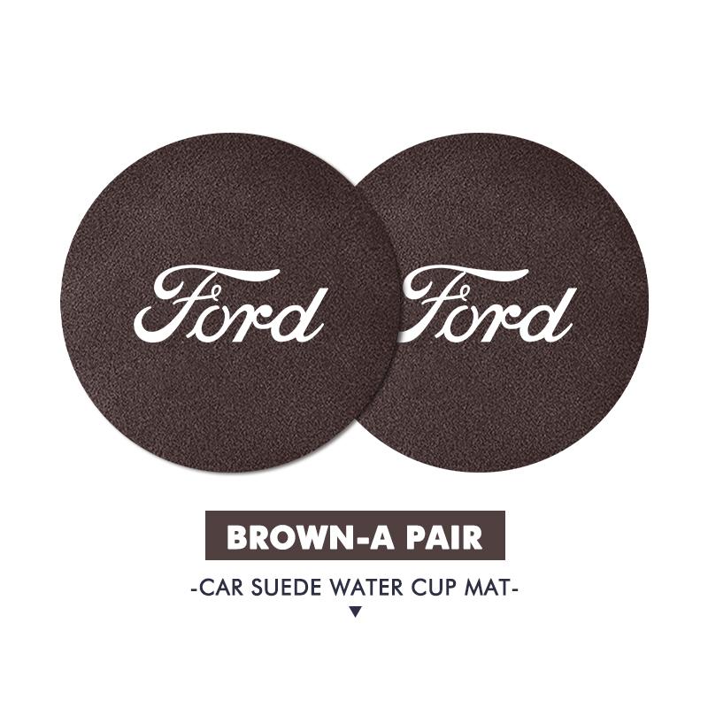 LLKF5 For Ford 2PCS Car Suede Coaster Water Cup Holder Anti-slip Pad Mat Auto Accessories Mk2 Mk3 Ranger Mondeo Mk4 S-MAX Kuga Mustang