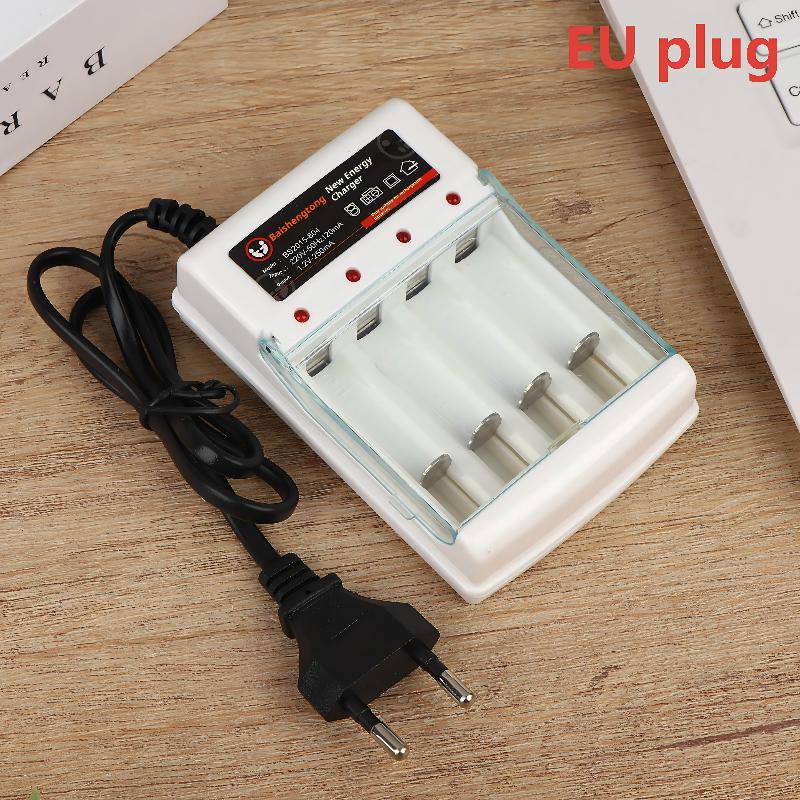 

4 Slot 1.2V Aa Aaa Battery Charger With Cover Independent Charging Eu/Us Plug For Rechargeable Batteries