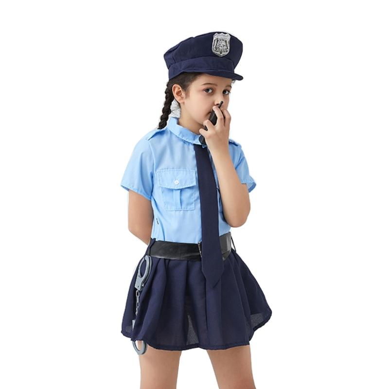 Polizistenkostüm Polizisten Cop Kostüm Polizei Hut Kleid Gürtel Fliege Set