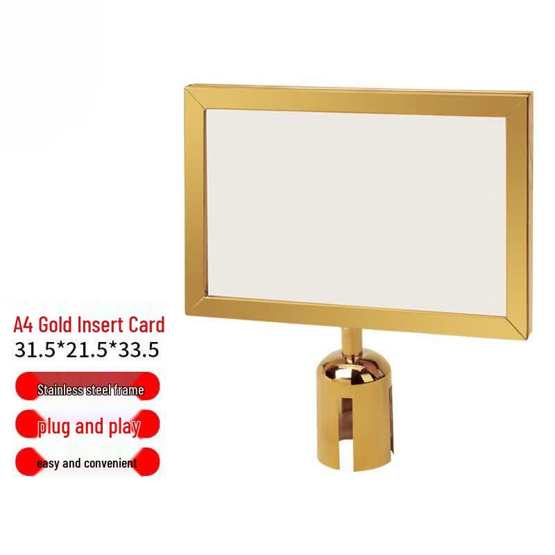Stainless Steel Queue Stanchion with A4 Sign Holder