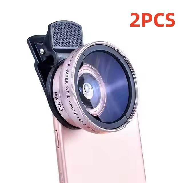 2 In 1 Lens Universal Clip 37mm Mobile Phone Lens Professional 0.45X 49Uv Super Wide-Angle + Macro Hd Lens for iPhone Android