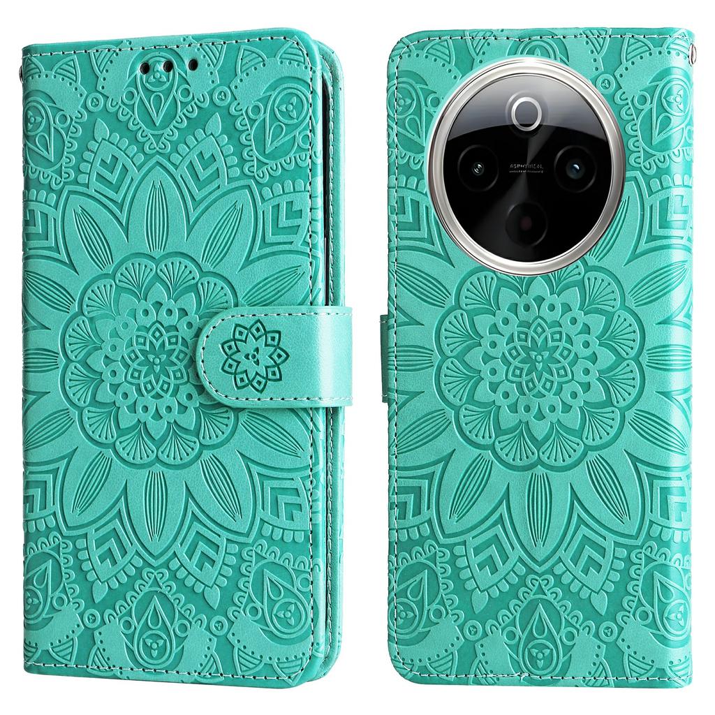 For vivo Y300 Pro 5G Case Sunflower Imprint Leather Wallet Phone Cover