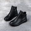 Fashion GKTINOO Winter Genuine Leather Ankle Boots Round Toe 2024 Handmade Lady Soft Flat Shoes Comfortable Side Zip Short Boot
