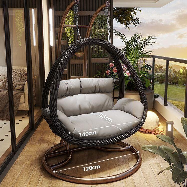 Outdoor Courtyard Rocking Chair Set with Hanging Chair and Recliner