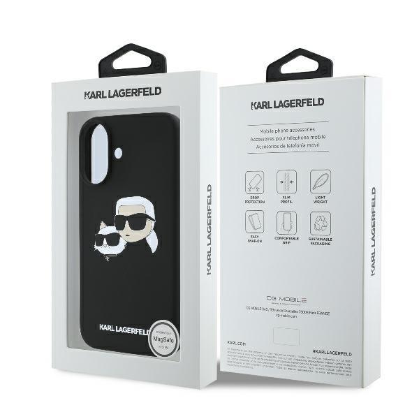 Karl Lagerfeld KLHMP16SSKCHPPLK iPhone 16 6.1" Black/black Hardcase Silicone Double Heads Print MagSafe