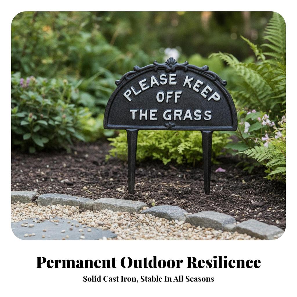 Keep Off the Grass Sign Rustic Garden Warning Vintage for Lawn, Flower Bed