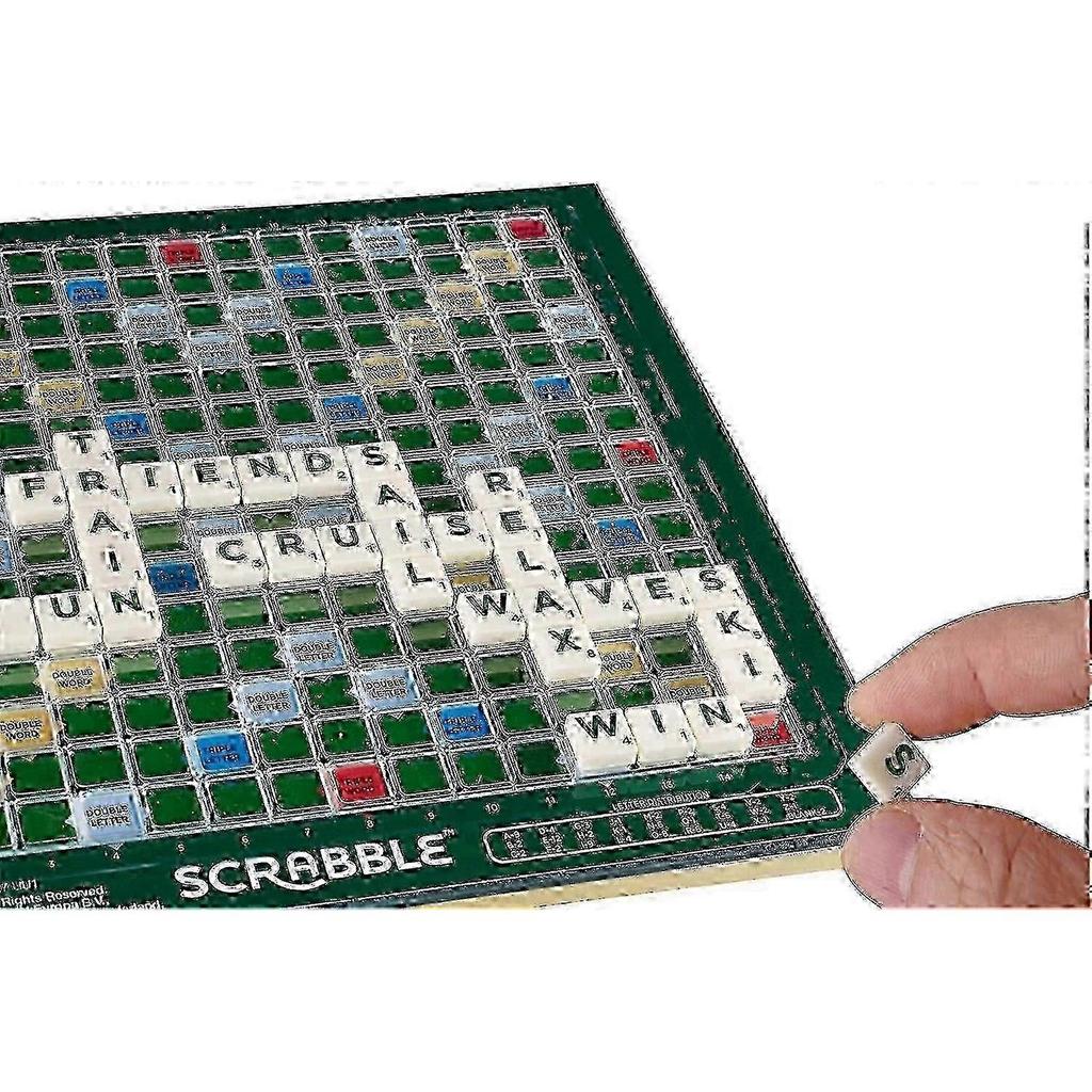 Large Scrabble Game with Rotating Wooden Board, Classic Word Game for Family Game Night, Party Board Game