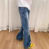 Women's Plus Size High Waist Retro Flare Jeans - Fat MM, Loose Fit, Pear Shape, Slimming Straight Leg, Long Pants for Spring