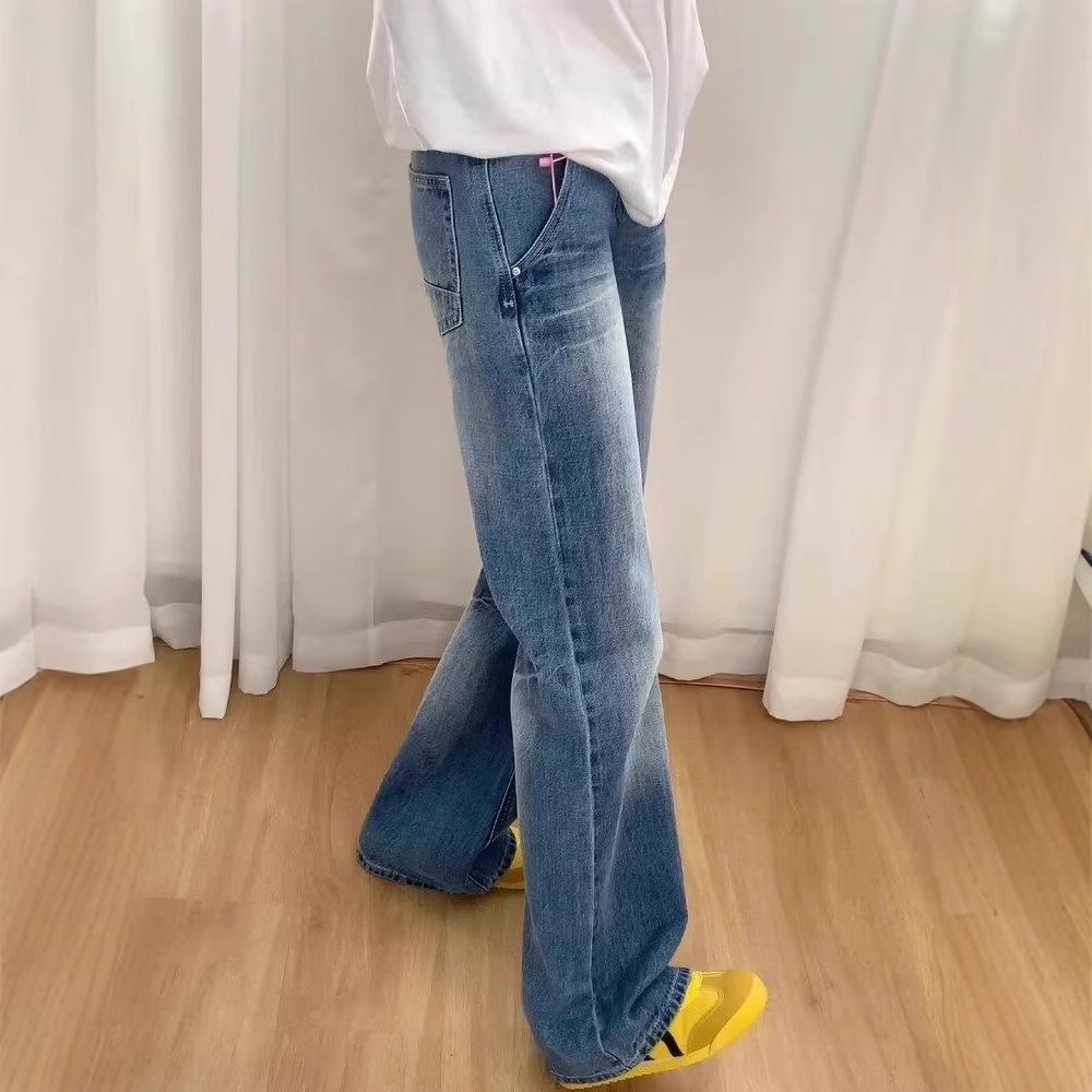 Women's Plus Size High Waist Retro Flare Jeans - Fat MM, Loose Fit, Pear Shape, Slimming Straight Leg, Long Pants for Spring