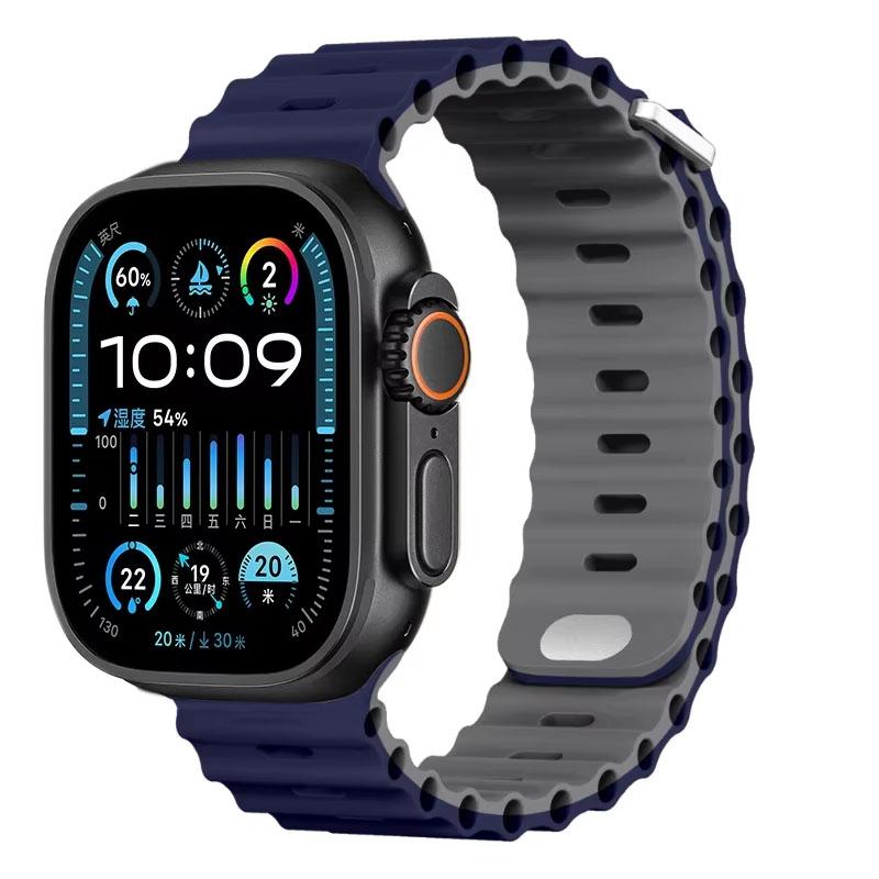 Silicone Ocean Strap For Apple Watch Band Ultra 3/2 49mm 46mm 45mm 42mm 44mm 41mm Sports Bracelet iWatch 11 10 9 8 7 6 5 SE band