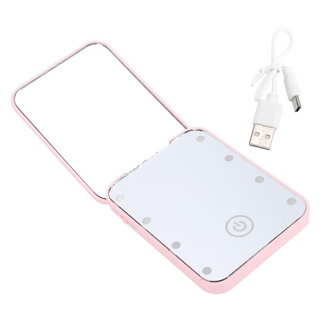 Compact LED Travel Makeup Mirror 2 Sided Magnification Rechargable Portable Handheld Small Lighted Cosmetic Mirror Pink