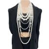 Elegant Multi Strand Imitation Pearls Chokers Necklace With Matching Stud Earrings Gift Set Vintage Fashion Stone Jewelry
