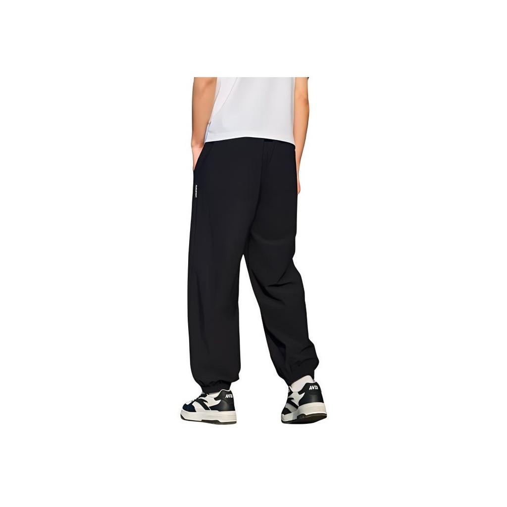 Anta Casual Simple Solid Color Tapered Loose Knit Sports Pants Men Bottoms Basic-Black 952528303-2