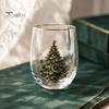 Decorative Party Drinkware Christmas Cocktails Glass, Santa Snowman Reindeer Tree Design Tumbler, 300ml Lead-free Wine Glasses Holiday for Cocktail