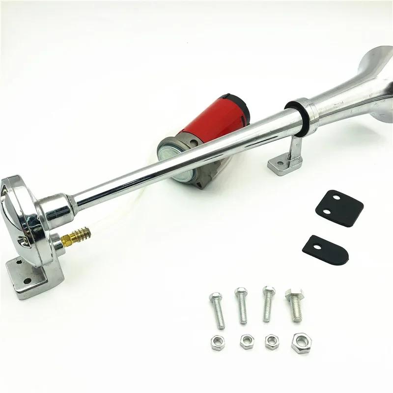 Universelles 17-Zoll-Einzel-Trompeten-Autolufthorn 12V Kompressor 150DB Superlaut Lufthosenschlauch Hornlautsprecher für LKW Boot SUV Motorrad