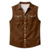 Men's Workwear Lapel Button-Down Vest Shirt - Lightweight Sleeveless Top