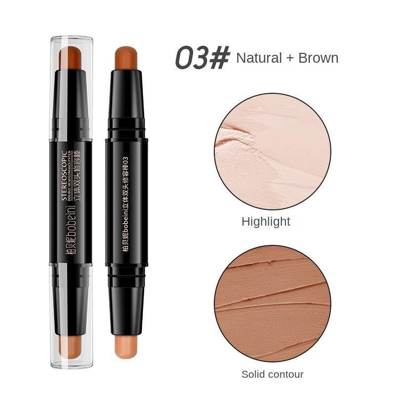 

Dual head contoring stick natural three-dimensional face brightening waterproof highlighter Concealer Permanent Setting Student Woman Makeup