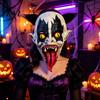 Adults Spooky Role Play Mask Halloween Horror Clown with Long Tongue, Latex Scary Realistic Tongue Creepy Costume Prop for Cosplay Parties,