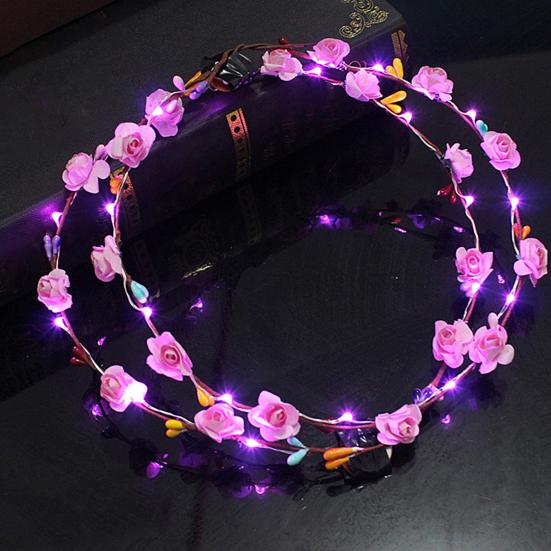 1/2 ks Barevná LED Růžová Květinová Korunka Nastavitelná Svatba Nevěsta Květinový Věnec do Vlasů Čelenka Garland Pokrývka hlavy Vlasové Doplňky Párty Foto Rekvizity