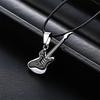Fashion Stainless Steel Guitar Pendant Necklace For Men Women Retro Punk Rope Chain Musical Instrument Choker Party Jewelry Gift