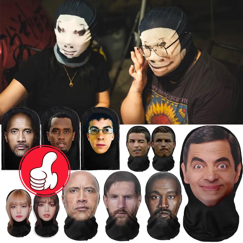 Realistiske 3D-ansigtsmasker til mænd kvinder Cosplaymaske Fuld ansigt Hip Hop Balaclava Hættehat Hovedbeklædning til Halloween Kendis