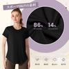 Rovidorx Yoga and Pilates Short Sleeve Fitness Beautiful Size S Women's Wear, Open-Back T-Shirt, Sportswear, Wear, Training, Running, Back, Black,