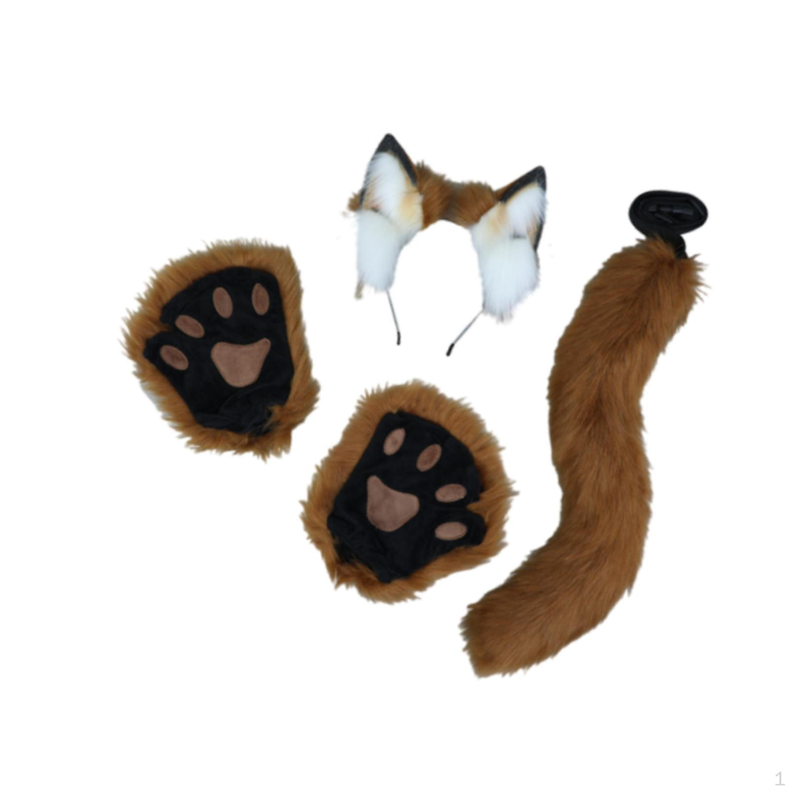 

Costume Cosplay Faux Ears and Tail Set for Animal Themed, Party Performance коричневий