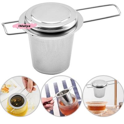 Infuseur à thé en maille d'acier inoxydable Réutilisable Passoire pour tasse avec couvercle Filtre à épices pour feuilles volantes pour théières et tasses Idéal pour l'infusion