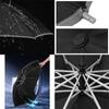 Windproof Folding Umbrella with LED Light Lively Life Inverted Umbrella with Teflon Coating and Reflective Stripe 10 Reinforced Ribs Umbrellas