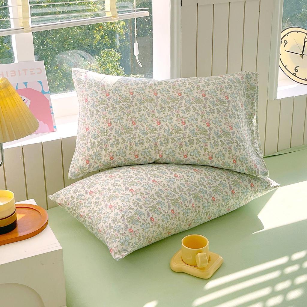 Class A Soft 100% Cotton Double Layer Gauze Pillowcase - Small Floral, Breathable, Single Piece for Summer