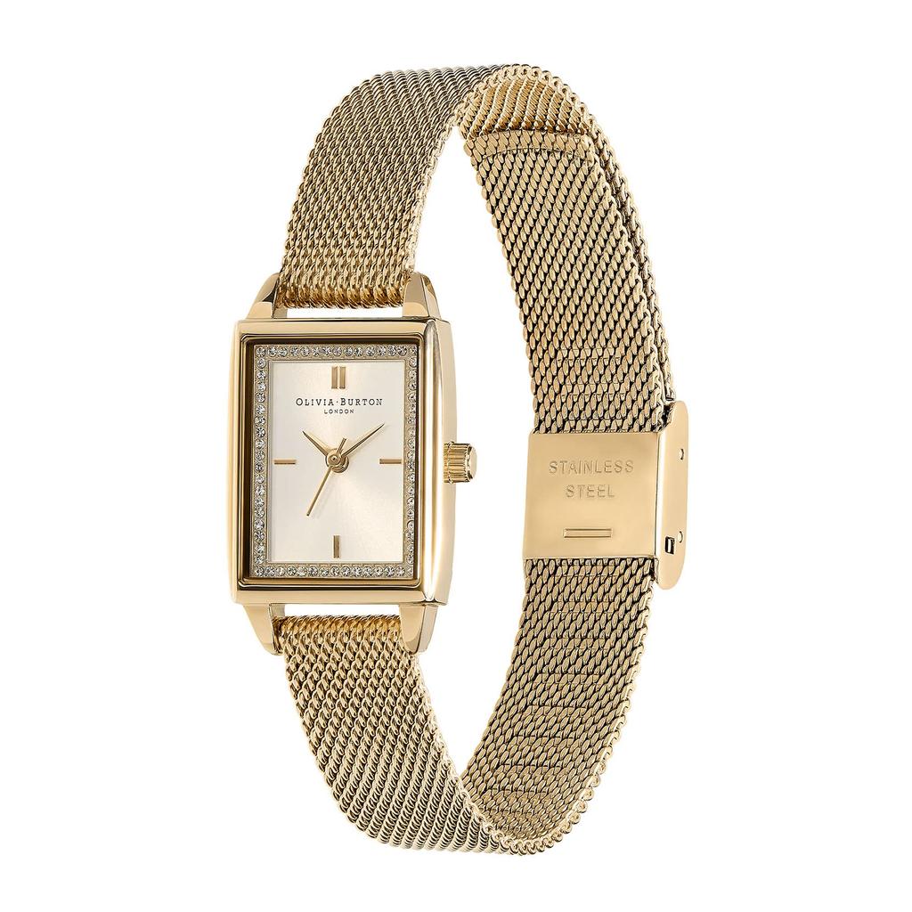 Authorized Dealer Olivia Burton Watch ob24000016 Townhouse 21mm Rectangle White Gold Mesh [OLIVIA BURTON] Women's &