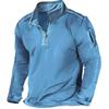 Herren Outdoor T-Shirt mit Reißverschlusstasche, einfarbig, Stehkragen, langen Ärmeln