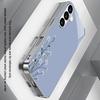 Light Blue and White Flower Glass Phone Case Suitable for Samsung Galaxy S26 S25 S24 S23 S22 S21 S20 FE/Ultra/Plus Anti Drop