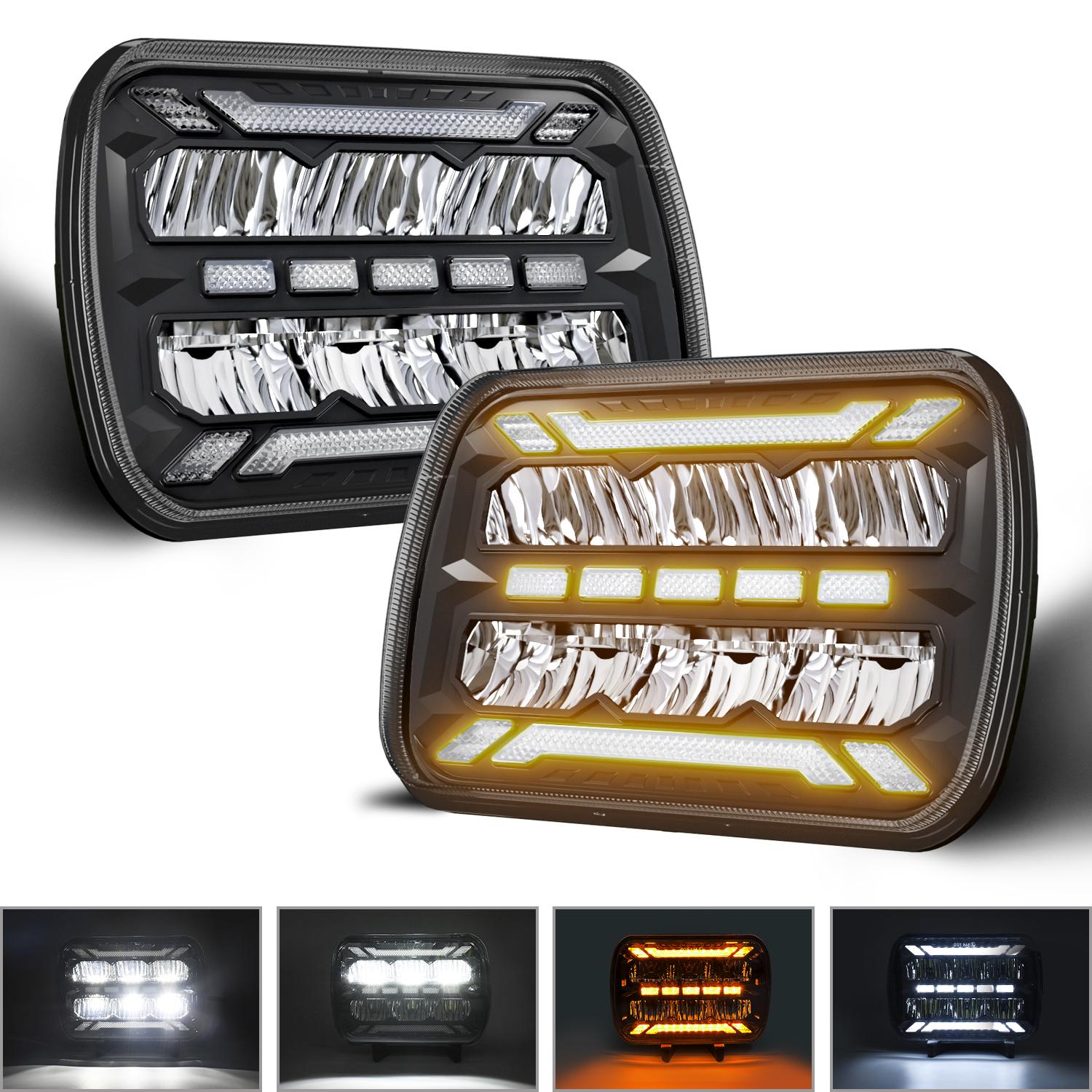 

5 x 7 Inch Square LED Headlight High Brightness IP67 Waterproof High Low Beam Truck Front Headlamp Type A