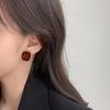 Retro Simple Colored Drip Glaze Gold Color Edging Geometric Square Stud Earrings for Women Korean Temperament Piercing Jewelry