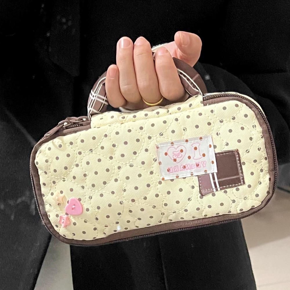 Корейский ручной пенал большой емкости портативная сумка для ручек в горошек сумка для хранения школьный офис жёлтый