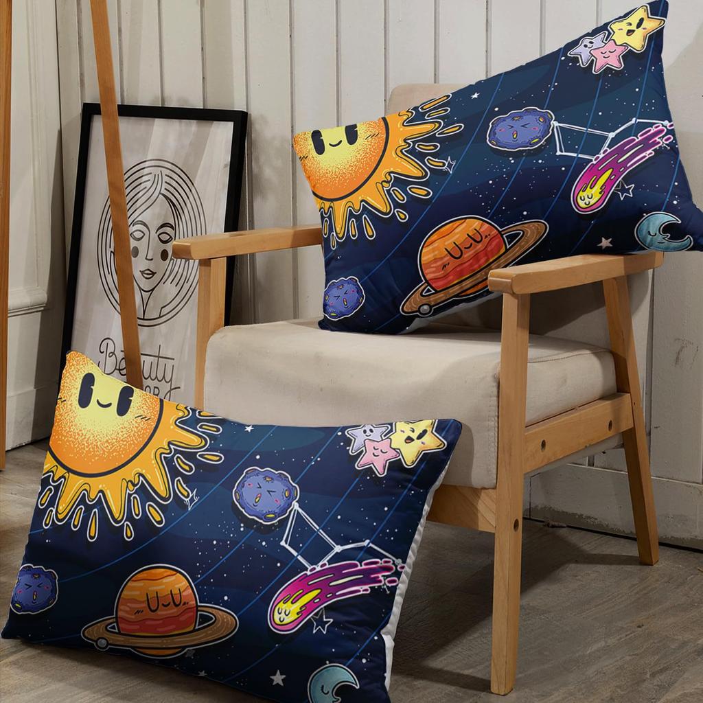 Cartoon Universe Pattern Bed Hat Three-Piece Digital Printing Bedding Bed Hat Three-Piece Set Children Adult